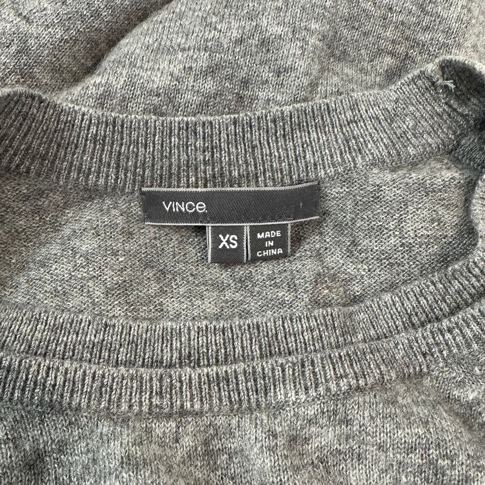 VINCE 100% Cashmere Color Block Crew Neck Sweater Long Sleeve Oversized Gray - Picture 10 of 12